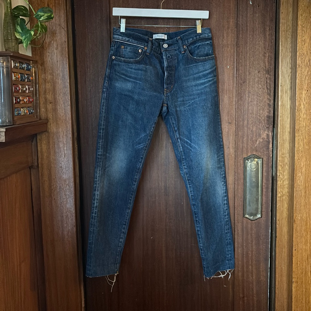 Moussy Vintage Saab Japan Raw Hem Mid Rise Skinny Medium Wash Jeans 100% Cotton